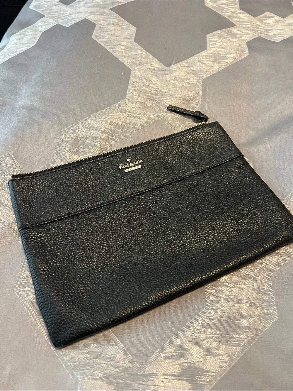 kate spade Black Pebbled Leather Toiletry Pouch